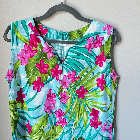 Island Planet Tropical Print Shift Dress Cover Up M/L - Picture 3 of 7